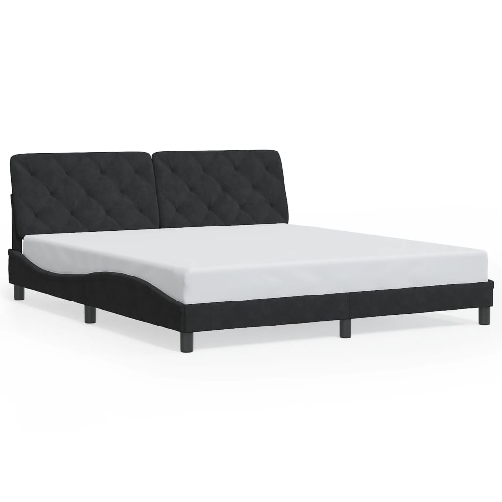 Bedframe met LED zonder matras fluweel zwart 180x200 cm is nu te koop bij PeponiXL, paradijselijk wonen!