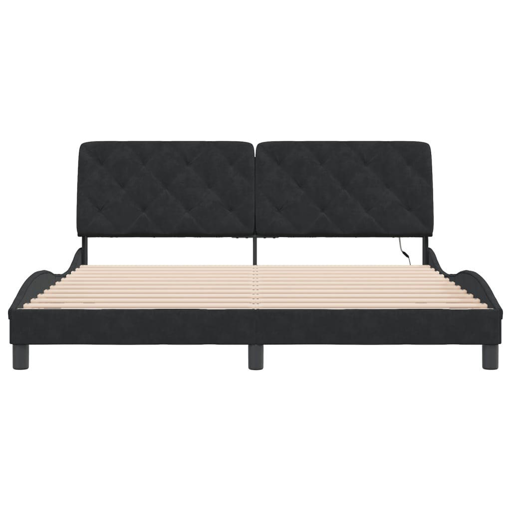 Bedframe met LED zonder matras fluweel zwart 180x200 cm is nu te koop bij PeponiXL, paradijselijk wonen!