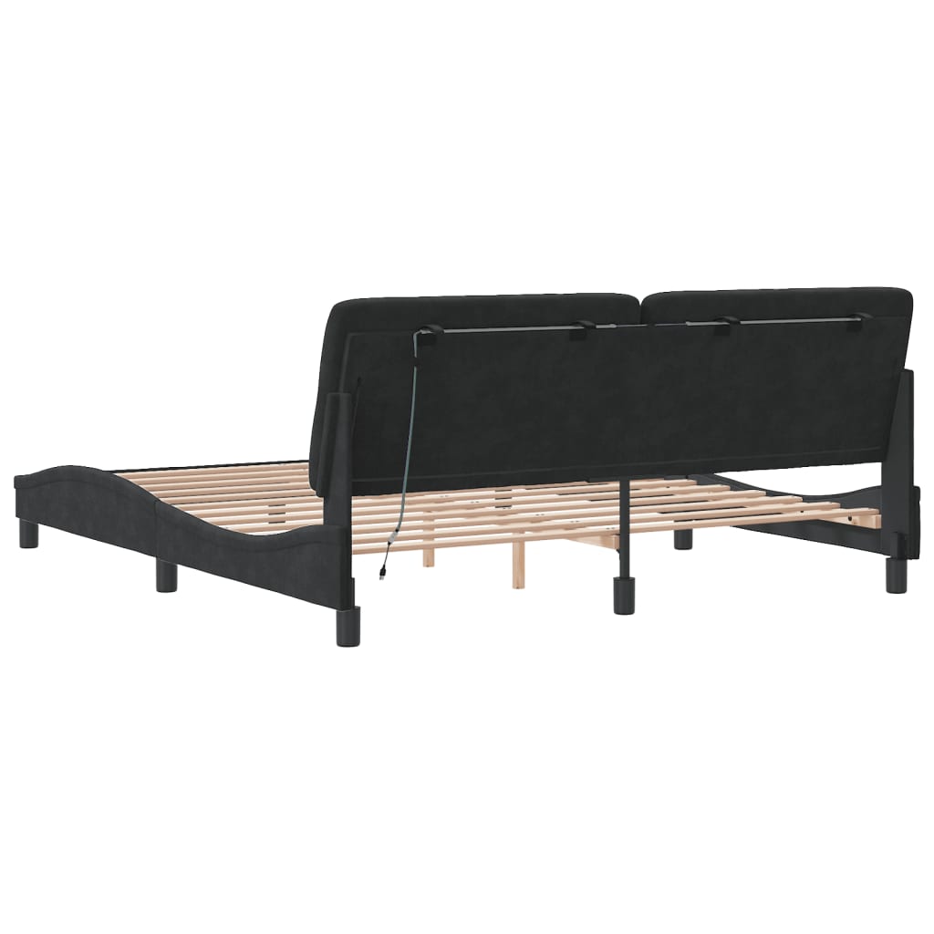 Bedframe met LED zonder matras fluweel zwart 180x200 cm is nu te koop bij PeponiXL, paradijselijk wonen!