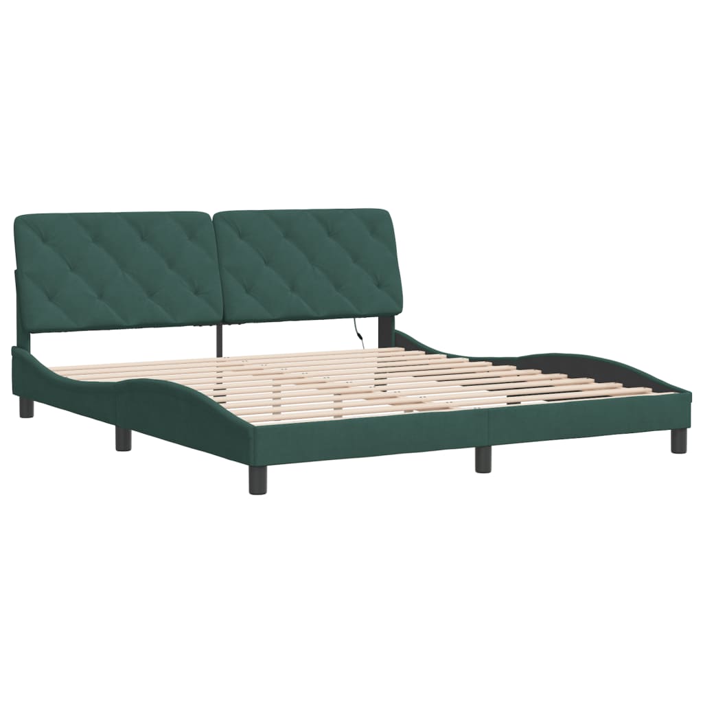 Bedframe met LED zonder matras fluweel donkergroen 180x200 cm is nu te koop bij PeponiXL, paradijselijk wonen!