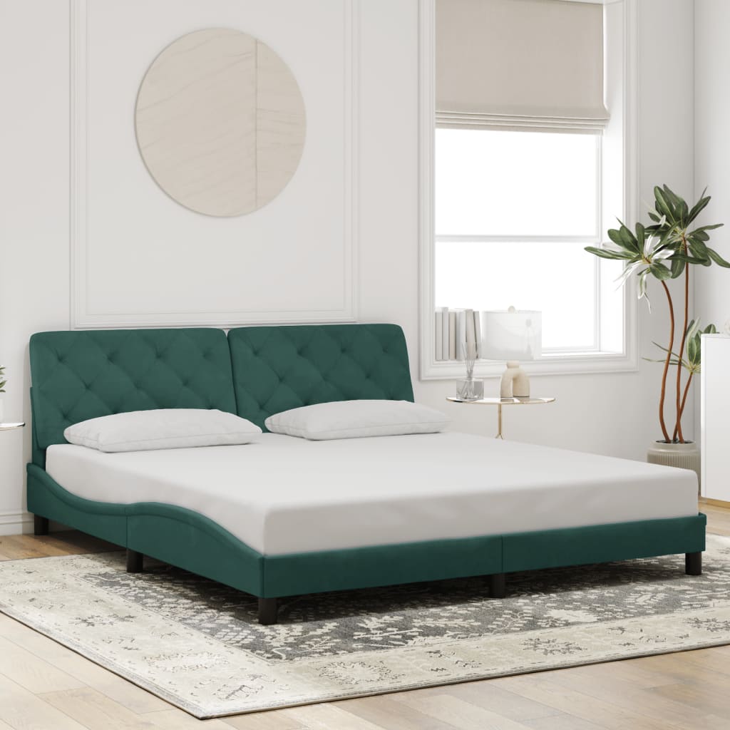 Bedframe met LED zonder matras fluweel donkergroen 180x200 cm is nu te koop bij PeponiXL, paradijselijk wonen!