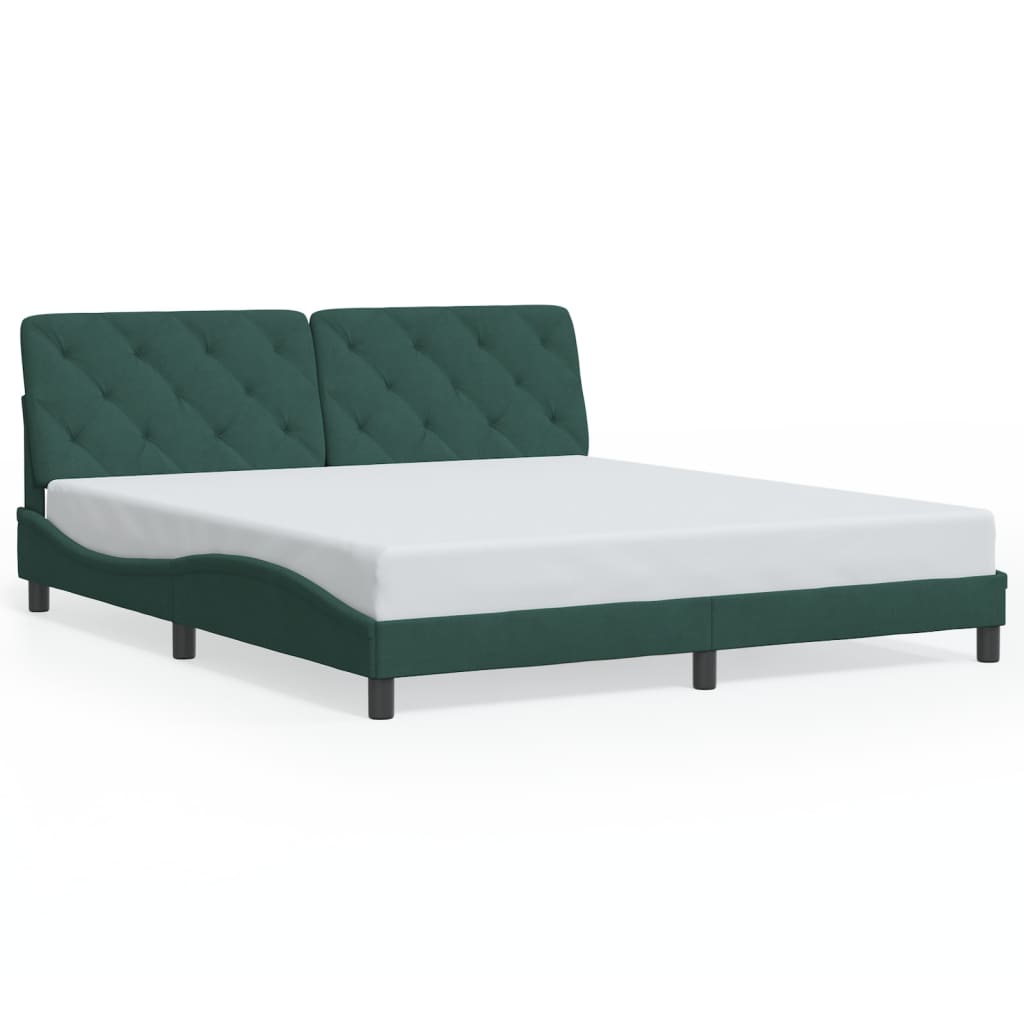Bedframe met LED zonder matras fluweel donkergroen 180x200 cm is nu te koop bij PeponiXL, paradijselijk wonen!
