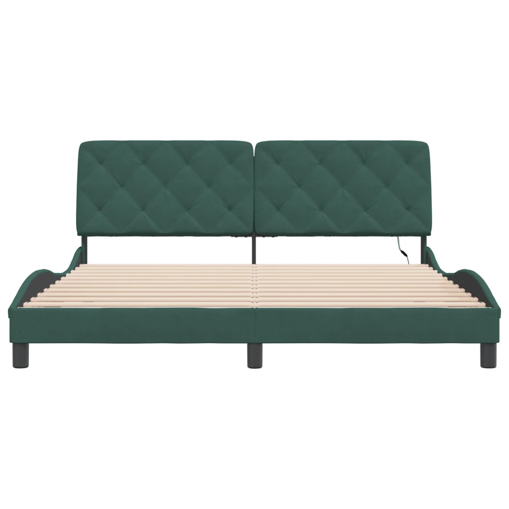 Bedframe met LED zonder matras fluweel donkergroen 180x200 cm is nu te koop bij PeponiXL, paradijselijk wonen!