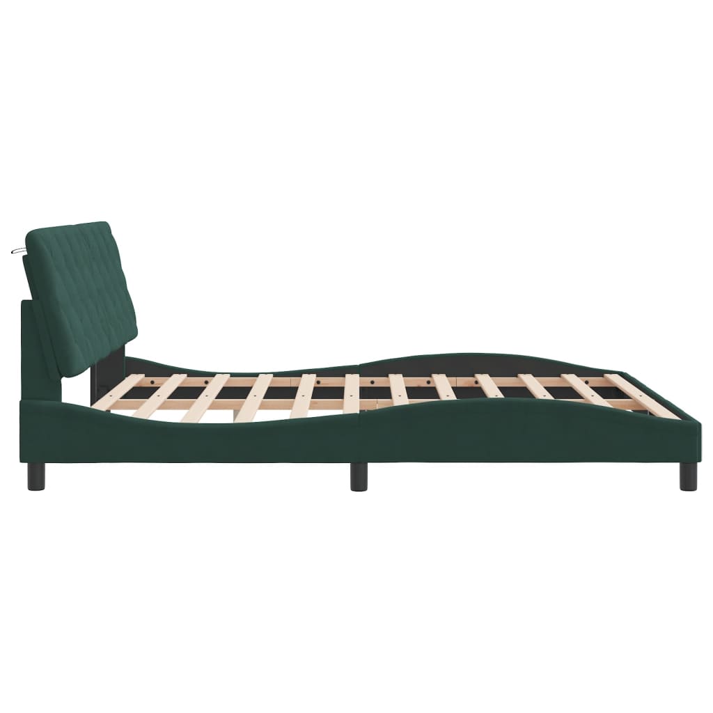 Bedframe met LED zonder matras fluweel donkergroen 180x200 cm is nu te koop bij PeponiXL, paradijselijk wonen!