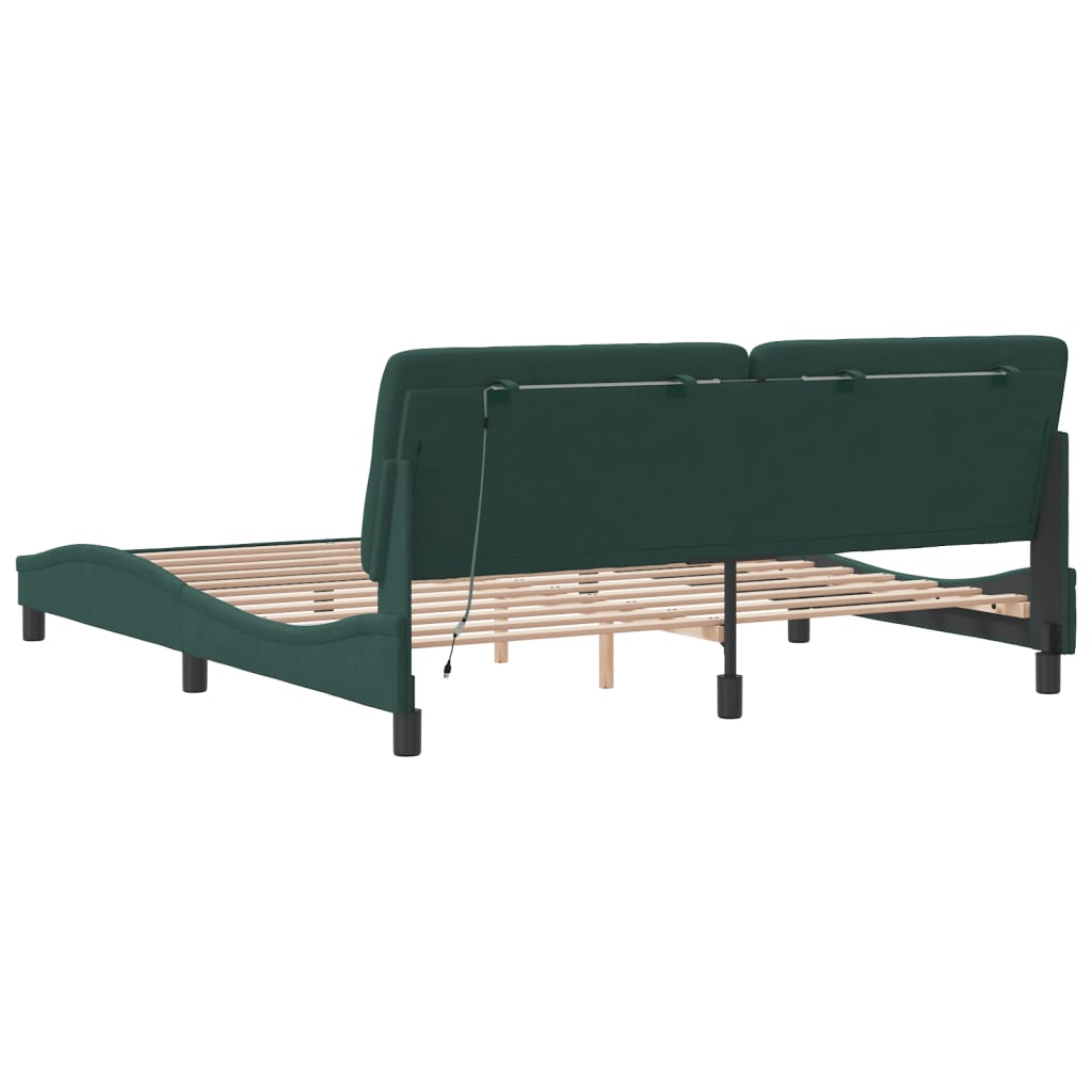 Bedframe met LED zonder matras fluweel donkergroen 180x200 cm is nu te koop bij PeponiXL, paradijselijk wonen!