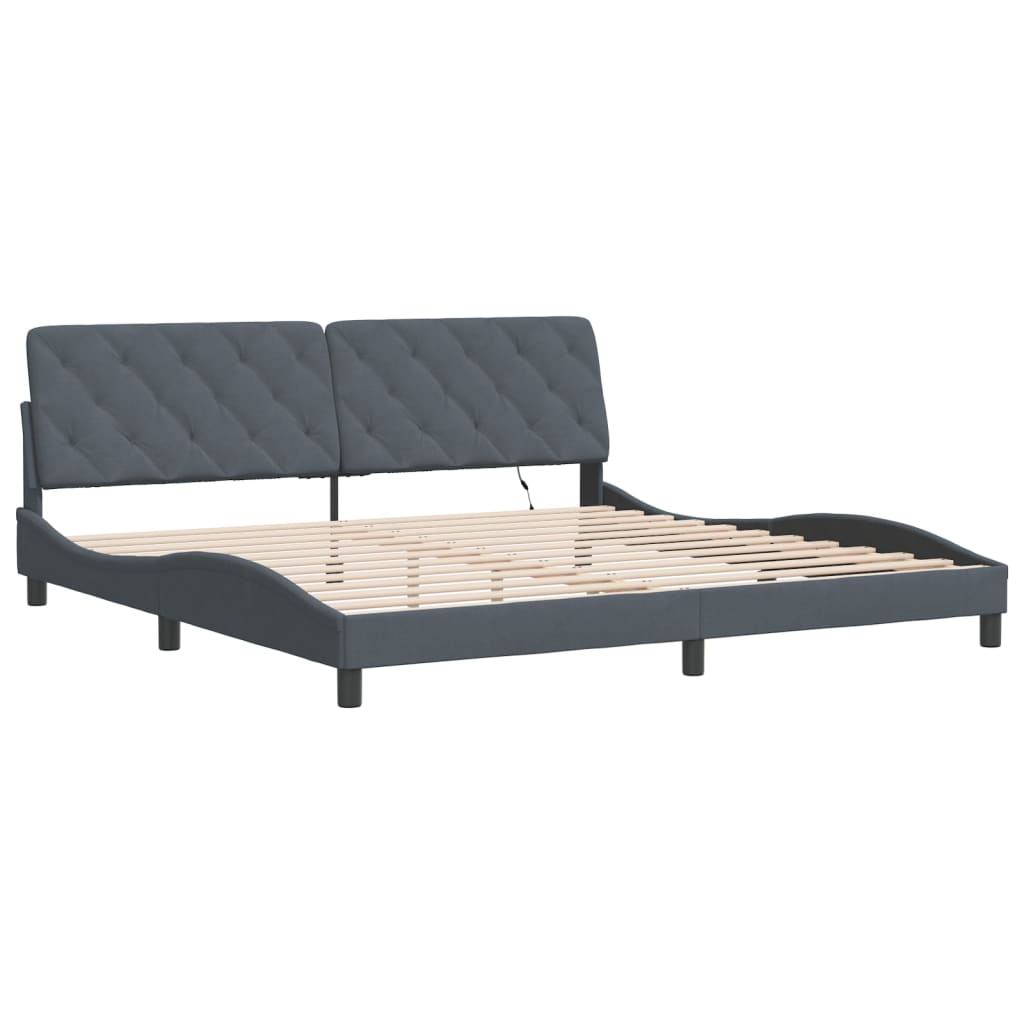 Bedframe met LED zonder matras fluweel donkergrijs 200x200 cm is nu te koop bij PeponiXL, paradijselijk wonen!