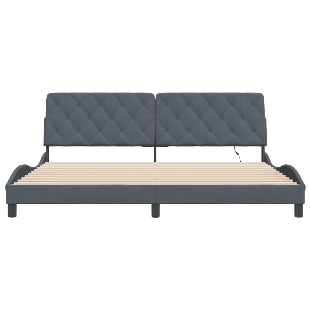 Bedframe met LED zonder matras fluweel donkergrijs 200x200 cm is nu te koop bij PeponiXL, paradijselijk wonen!