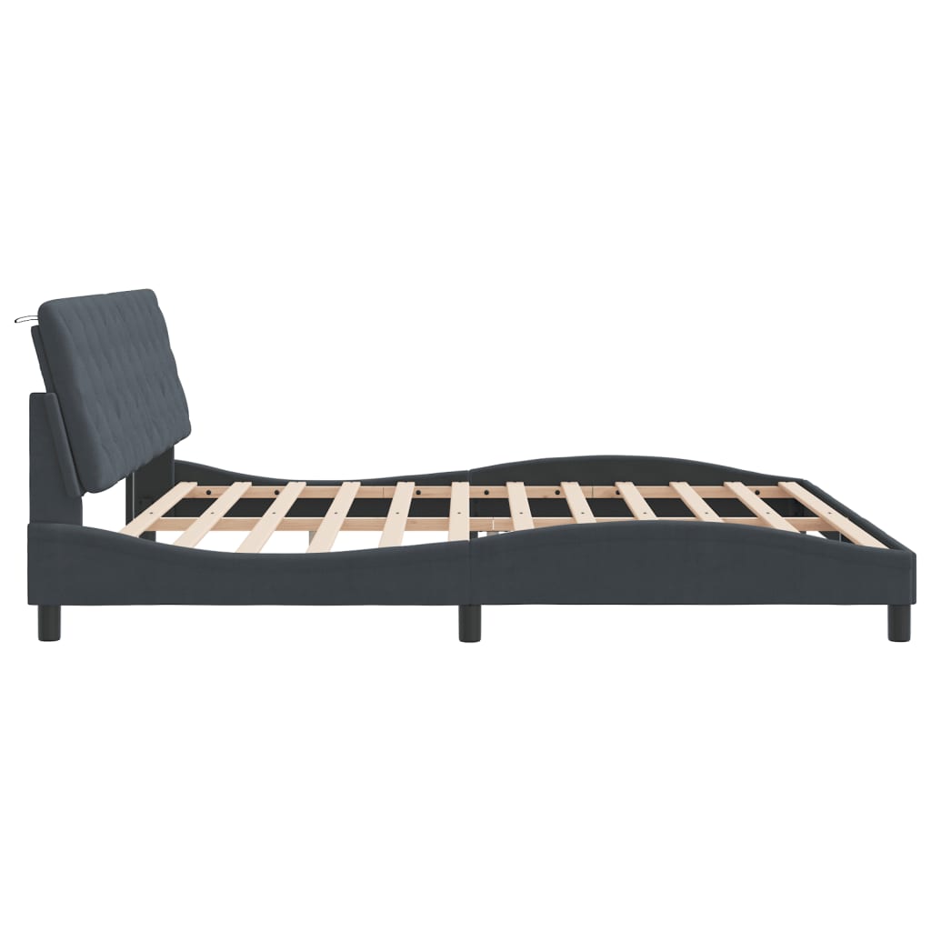 Bedframe met LED zonder matras fluweel donkergrijs 200x200 cm is nu te koop bij PeponiXL, paradijselijk wonen!