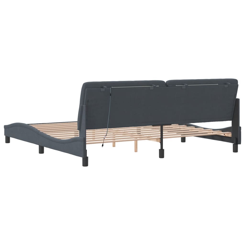 Bedframe met LED zonder matras fluweel donkergrijs 200x200 cm is nu te koop bij PeponiXL, paradijselijk wonen!