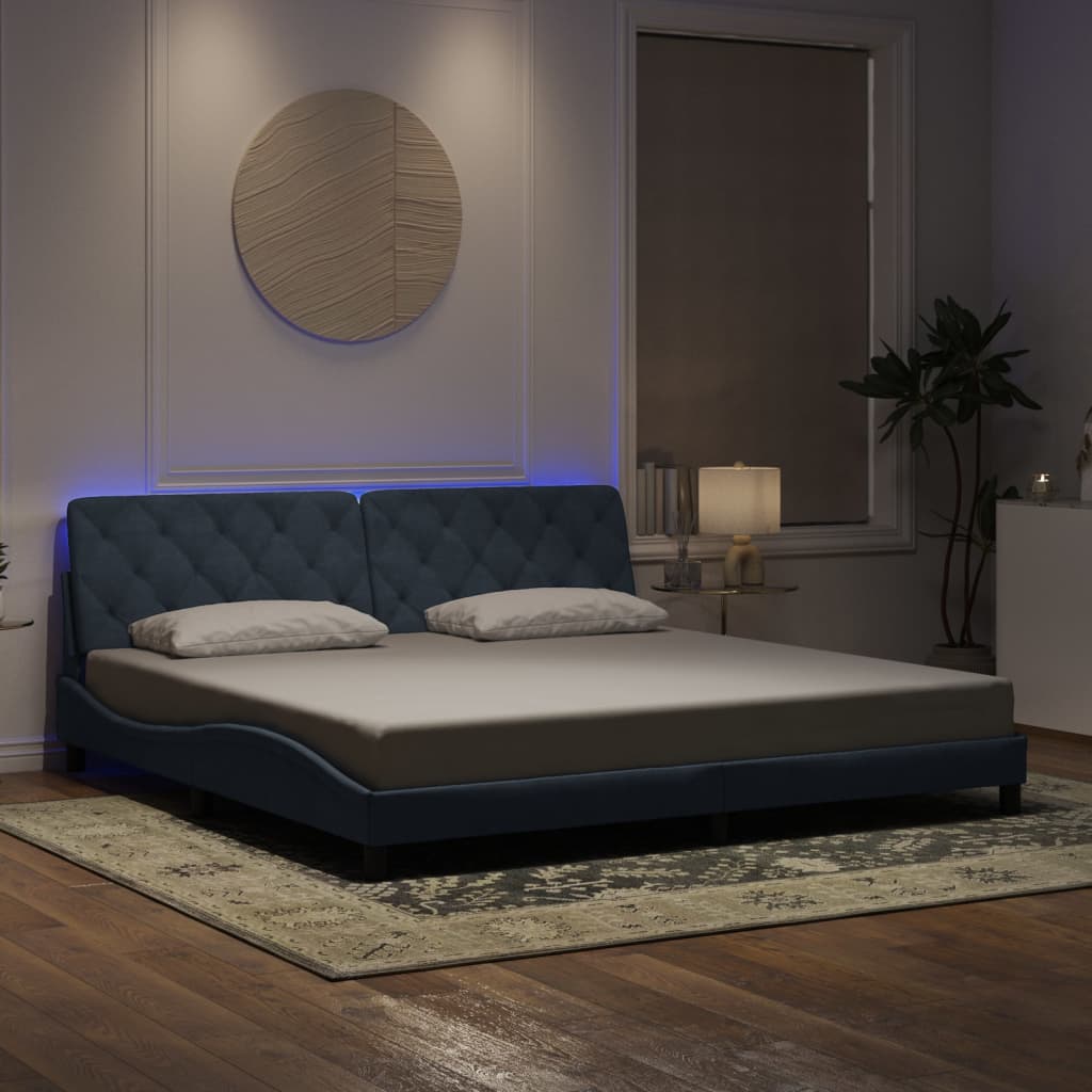 Bedframe met LED zonder matras fluweel donkergrijs 200x200 cm is nu te koop bij PeponiXL, paradijselijk wonen!