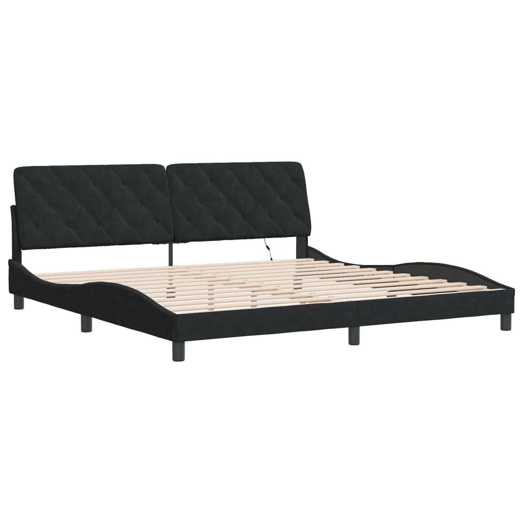 Bedframe met LED zonder matras fluweel zwart 200x200 cm is nu te koop bij PeponiXL, paradijselijk wonen!