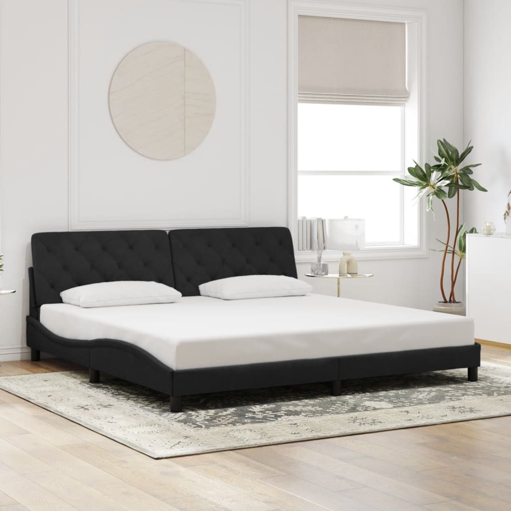 Bedframe met LED zonder matras fluweel zwart 200x200 cm is nu te koop bij PeponiXL, paradijselijk wonen!