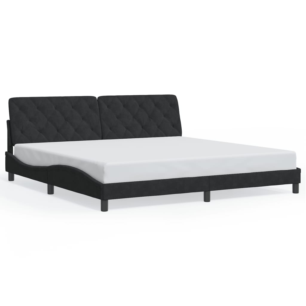 Bedframe met LED zonder matras fluweel zwart 200x200 cm is nu te koop bij PeponiXL, paradijselijk wonen!