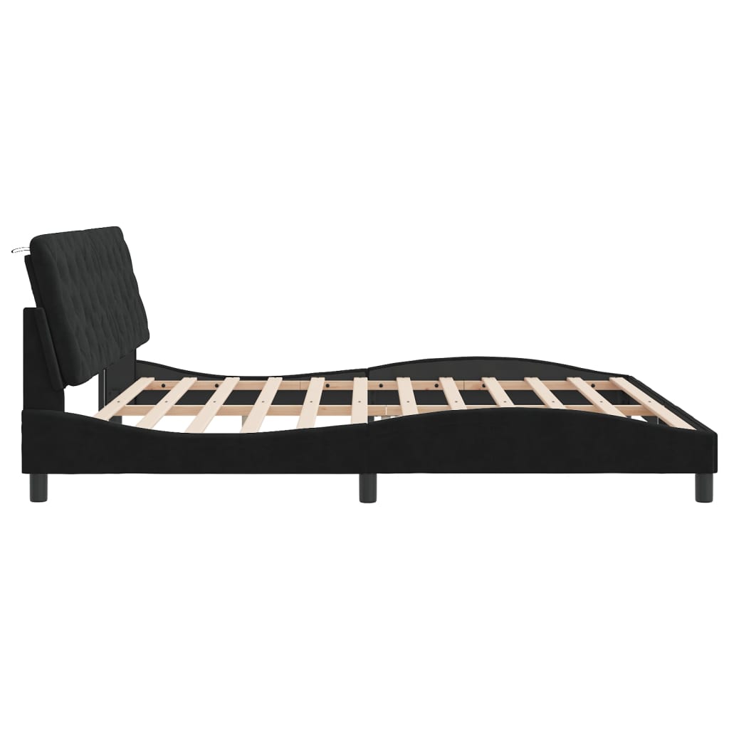 Bedframe met LED zonder matras fluweel zwart 200x200 cm is nu te koop bij PeponiXL, paradijselijk wonen!