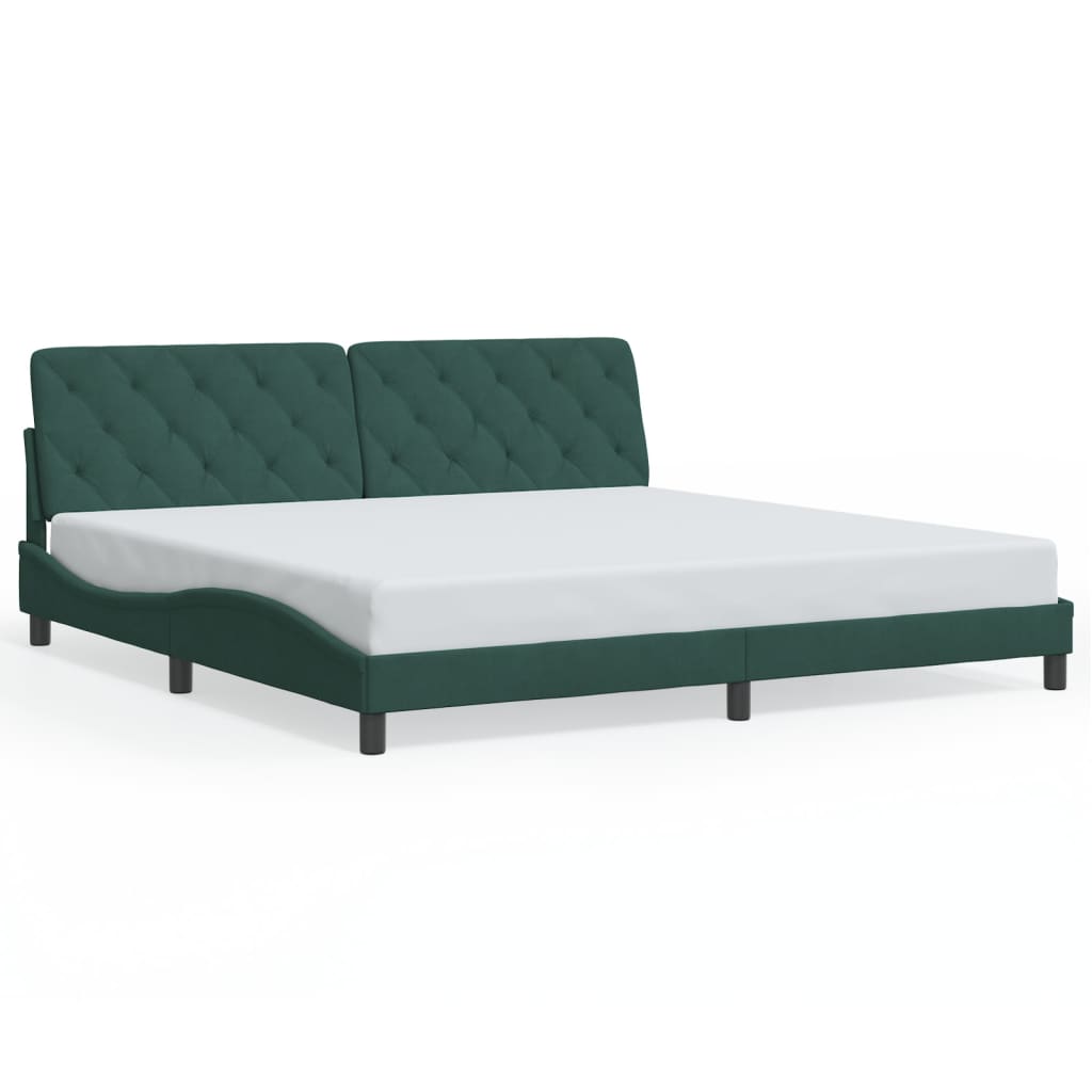 Bedframe met LED zonder matras fluweel donkergroen 200x200 cm is nu te koop bij PeponiXL, paradijselijk wonen!