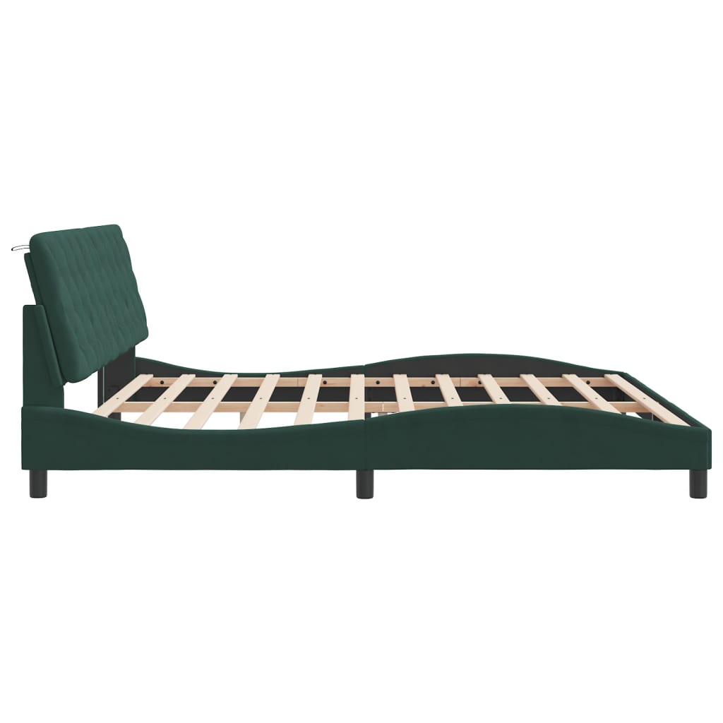 Bedframe met LED zonder matras fluweel donkergroen 200x200 cm is nu te koop bij PeponiXL, paradijselijk wonen!