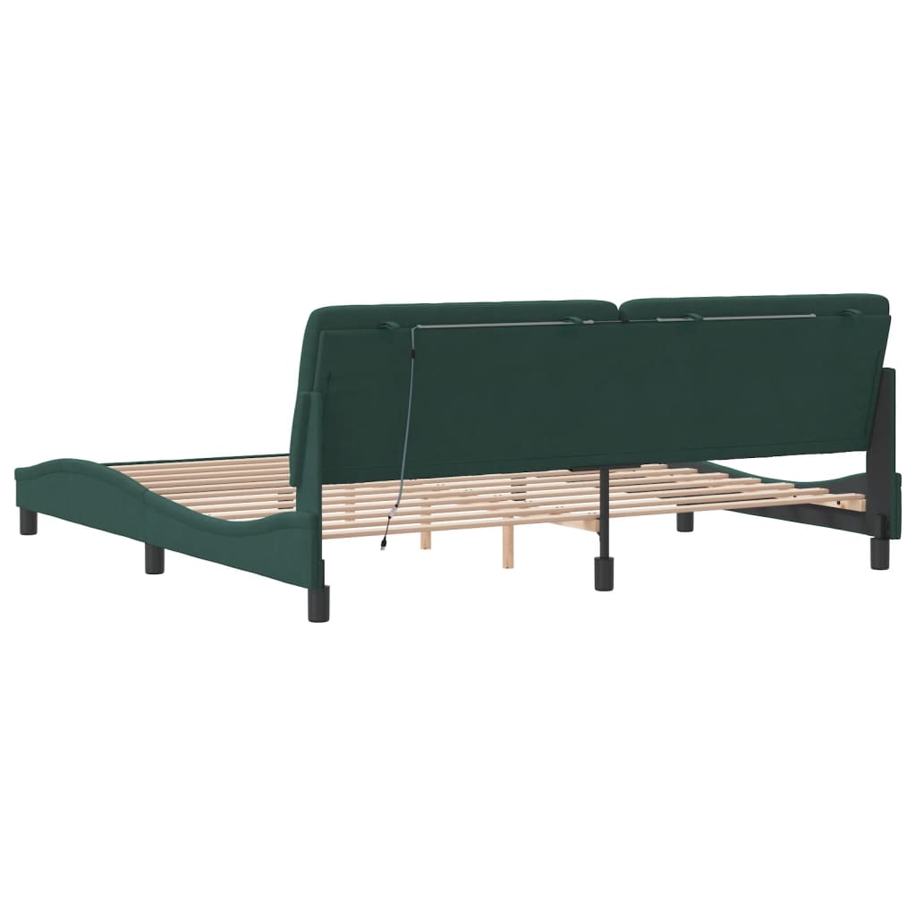 Bedframe met LED zonder matras fluweel donkergroen 200x200 cm is nu te koop bij PeponiXL, paradijselijk wonen!