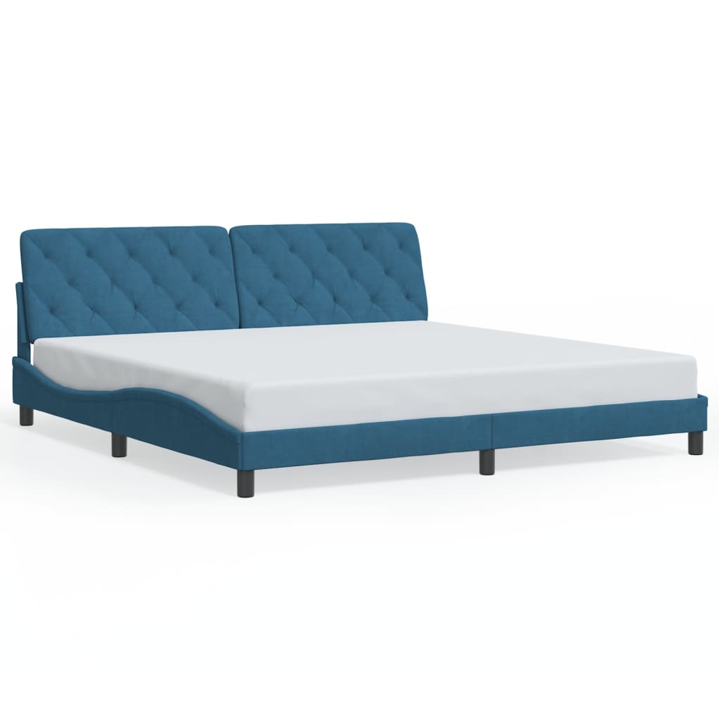 Bedframe met LED zonder matras fluweel blauw 200x200 cm is nu te koop bij PeponiXL, paradijselijk wonen!