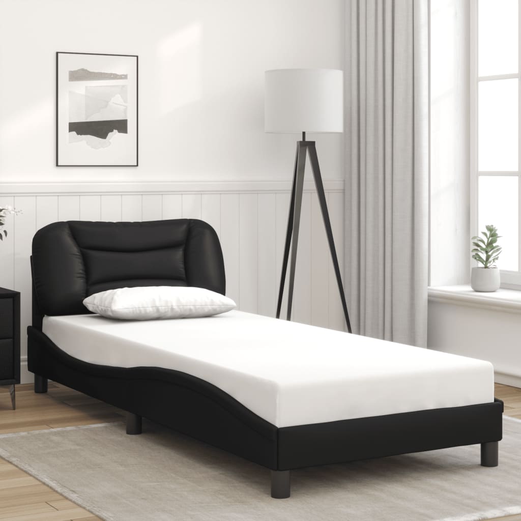 Bedframe met LED zonder matras "Hvar" zwart 80x200 cm is nu te koop bij PeponiXL, paradijselijk wonen!