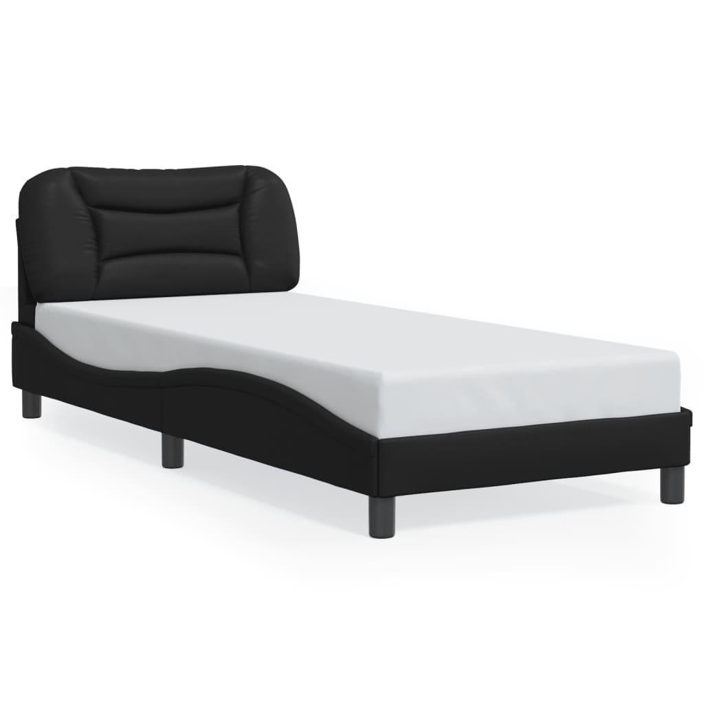 Bedframe met LED zonder matras "Hvar" zwart 80x200 cm is nu te koop bij PeponiXL, paradijselijk wonen!
