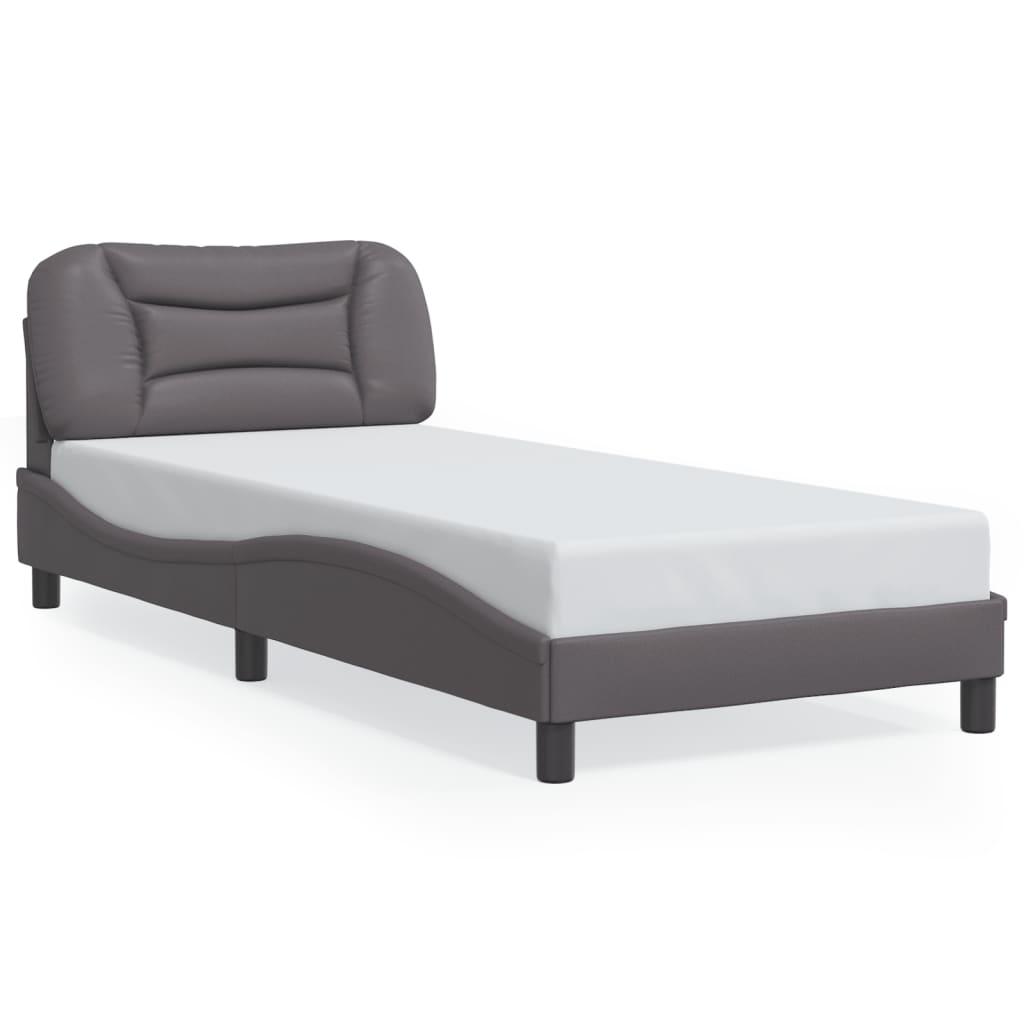 Bedframe met LED zonder matras "Hvar" grijs 80x200 cm is nu te koop bij PeponiXL, paradijselijk wonen!
