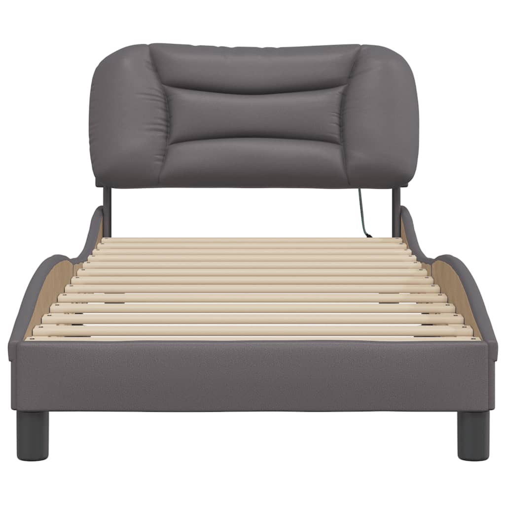 Bedframe met LED zonder matras "Hvar" grijs 80x200 cm is nu te koop bij PeponiXL, paradijselijk wonen!