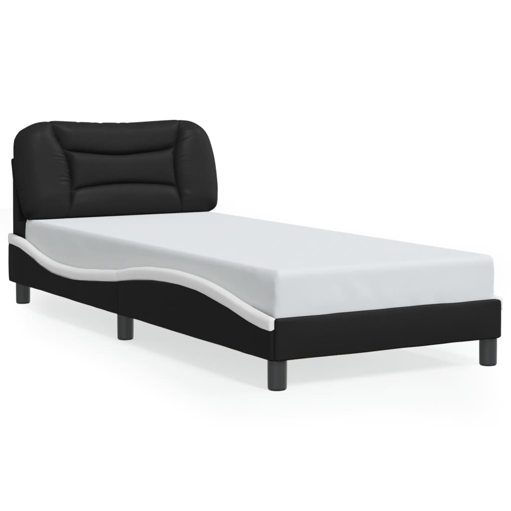Bedframe met LED zonder matras "Hvar" zwart en wit 80x200 cm is nu te koop bij PeponiXL, paradijselijk wonen!