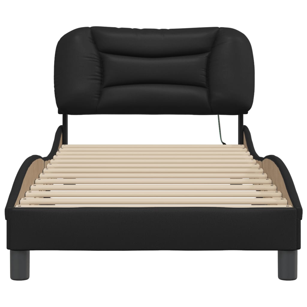 Bedframe met LED zonder matras "Hvar" zwart 90x190 cm is nu te koop bij PeponiXL, paradijselijk wonen!