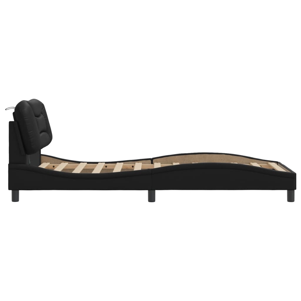 Bedframe met LED zonder matras "Hvar" zwart 90x190 cm is nu te koop bij PeponiXL, paradijselijk wonen!