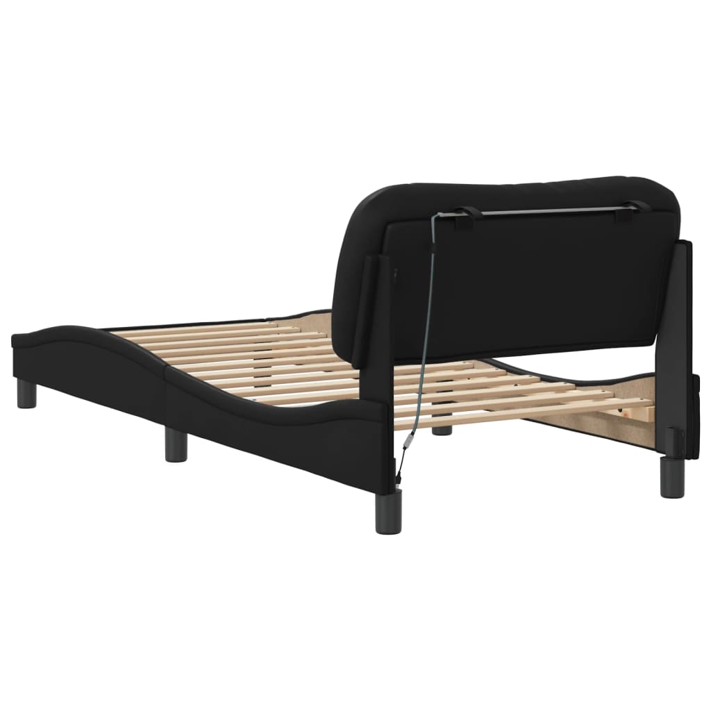 Bedframe met LED zonder matras "Hvar" zwart 90x190 cm is nu te koop bij PeponiXL, paradijselijk wonen!