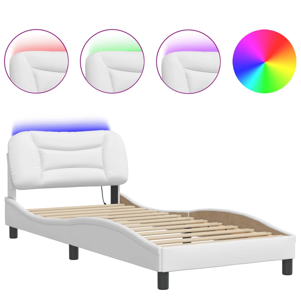 Bedframe met LED zonder matras "Hvar" wit 90x190 cm is nu te koop bij PeponiXL, paradijselijk wonen!
