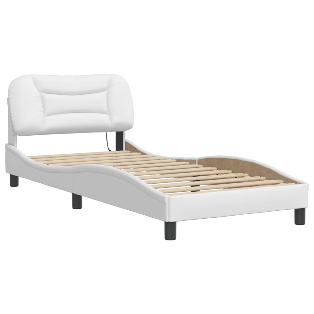 Bedframe met LED zonder matras "Hvar" wit 90x190 cm is nu te koop bij PeponiXL, paradijselijk wonen!