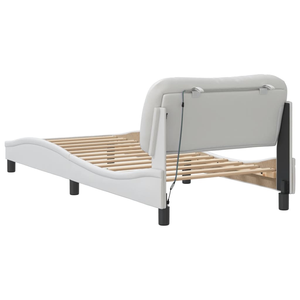 Bedframe met LED zonder matras "Hvar" wit 90x190 cm is nu te koop bij PeponiXL, paradijselijk wonen!