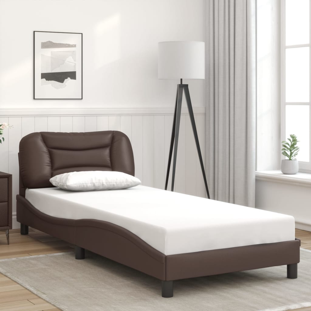 Bedframe met LED zonder matras "Hvar" bruin 90x190 cm is nu te koop bij PeponiXL, paradijselijk wonen!