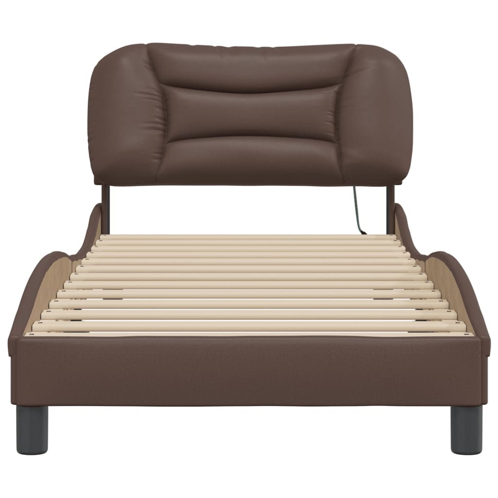 Bedframe met LED zonder matras "Hvar" bruin 90x190 cm is nu te koop bij PeponiXL, paradijselijk wonen!