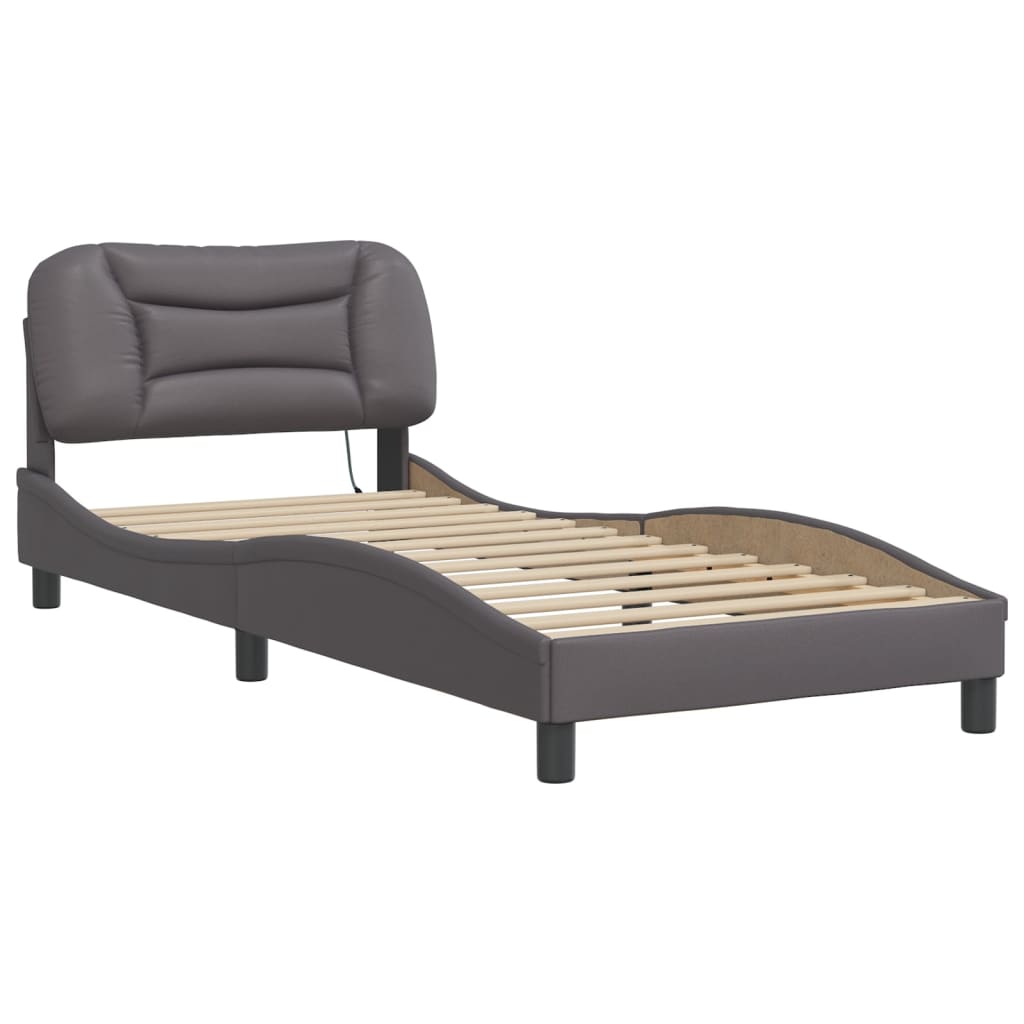Bedframe met LED zonder matras "Hvar" grijs 90x190 cm is nu te koop bij PeponiXL, paradijselijk wonen!