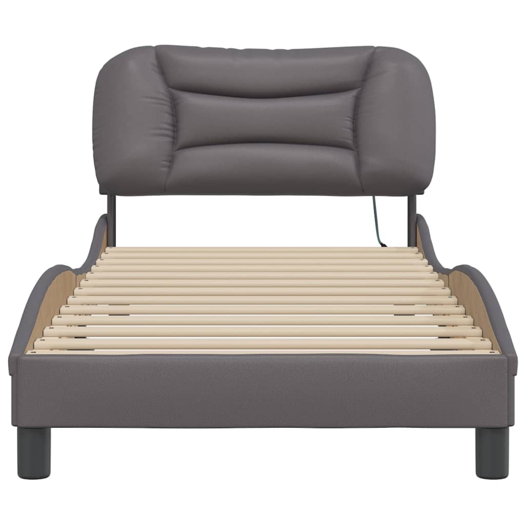 Bedframe met LED zonder matras "Hvar" grijs 90x190 cm is nu te koop bij PeponiXL, paradijselijk wonen!