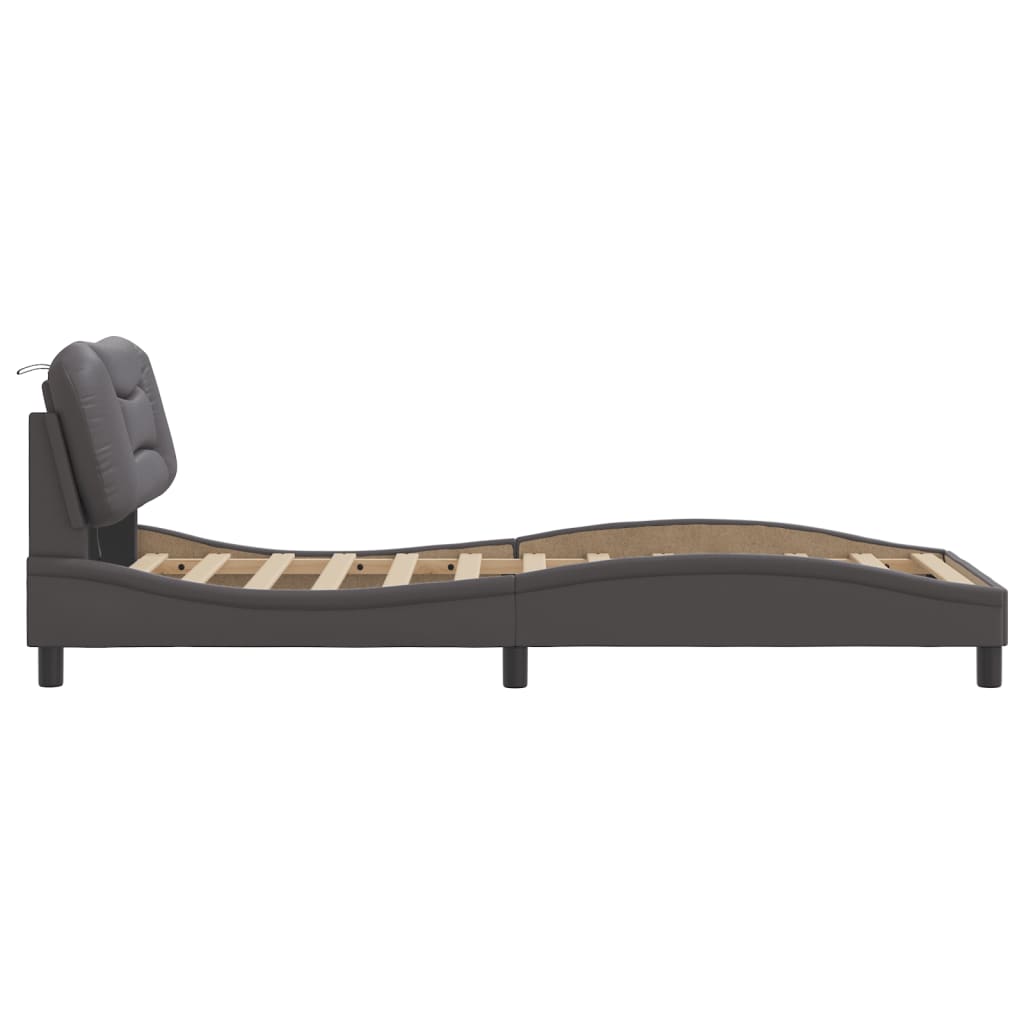 Bedframe met LED zonder matras "Hvar" grijs 90x190 cm is nu te koop bij PeponiXL, paradijselijk wonen!