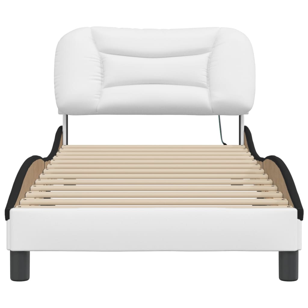 Bedframe met LED zonder matras "Hvar" wit en zwart 90x190 cm is nu te koop bij PeponiXL, paradijselijk wonen!