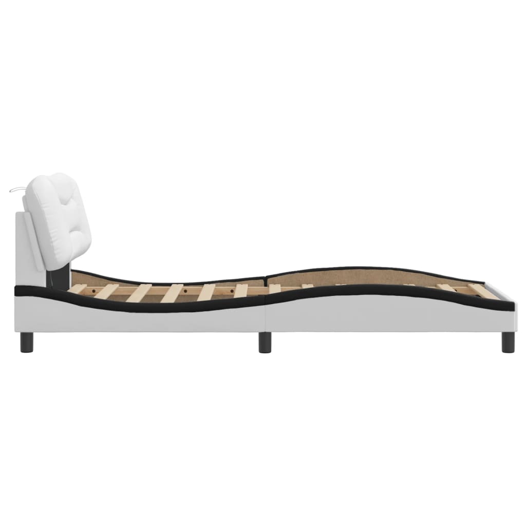 Bedframe met LED zonder matras "Hvar" wit en zwart 90x190 cm is nu te koop bij PeponiXL, paradijselijk wonen!
