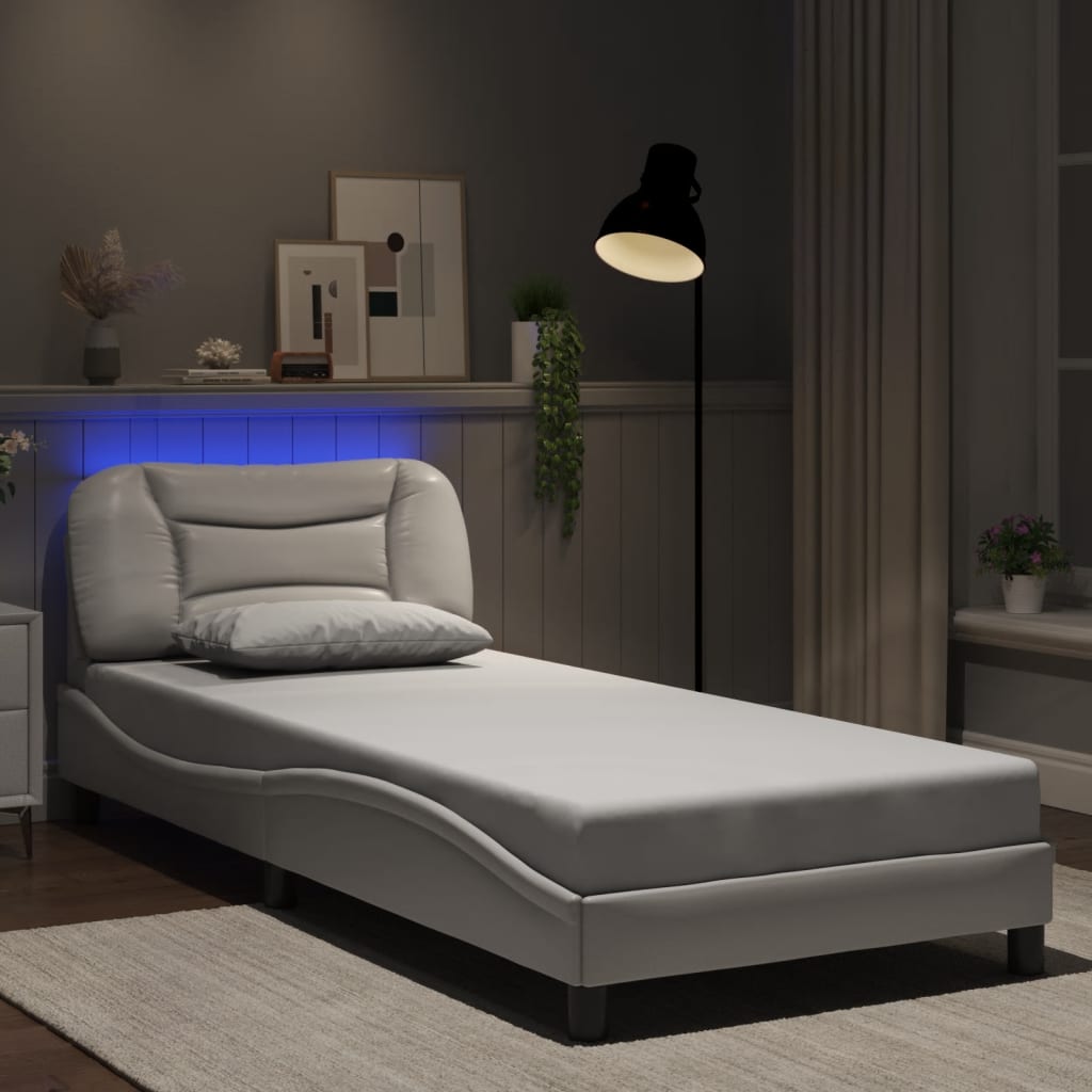 Bedframe met LED zonder matras "Hvar" wit 90x200 cm is nu te koop bij PeponiXL, paradijselijk wonen!