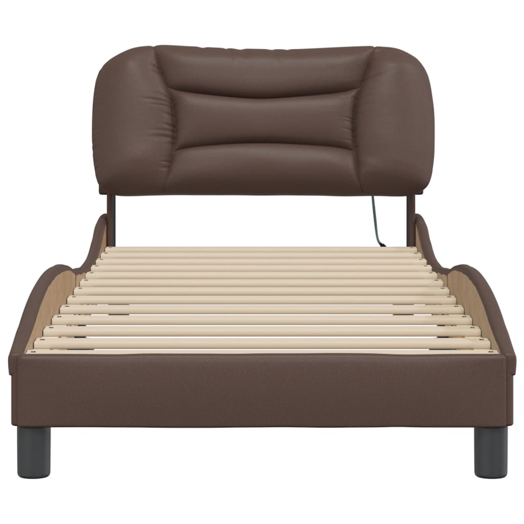 Bedframe met LED zonder matras "Hvar" bruin 90x200 cm is nu te koop bij PeponiXL, paradijselijk wonen!