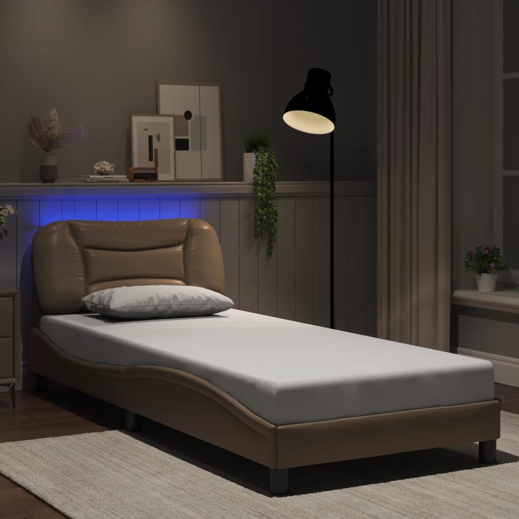 Bedframe met LED zonder matras "Hvar" cappuccino 90x200 cm is nu te koop bij PeponiXL, paradijselijk wonen!