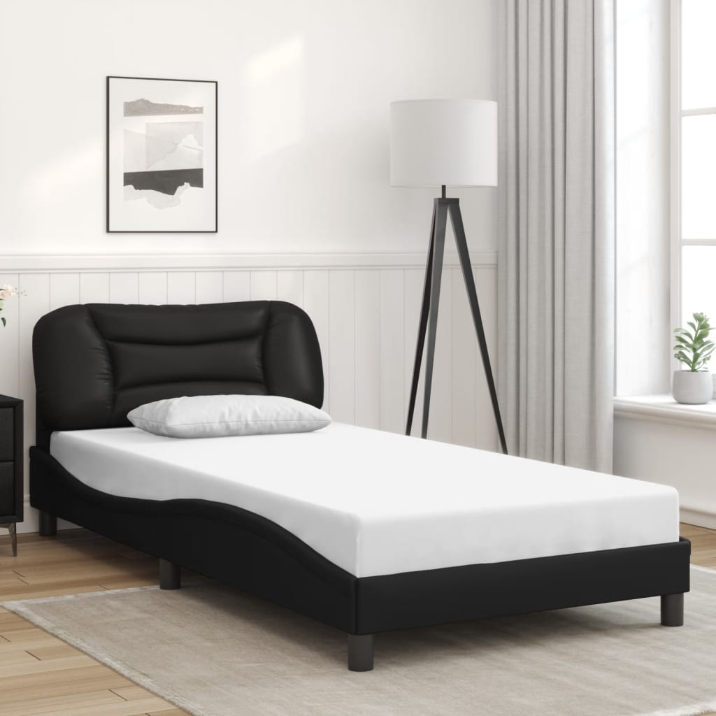 Bedframe met LED zonder matras "Hvar" zwart 100x200 cm is nu te koop bij PeponiXL, paradijselijk wonen!