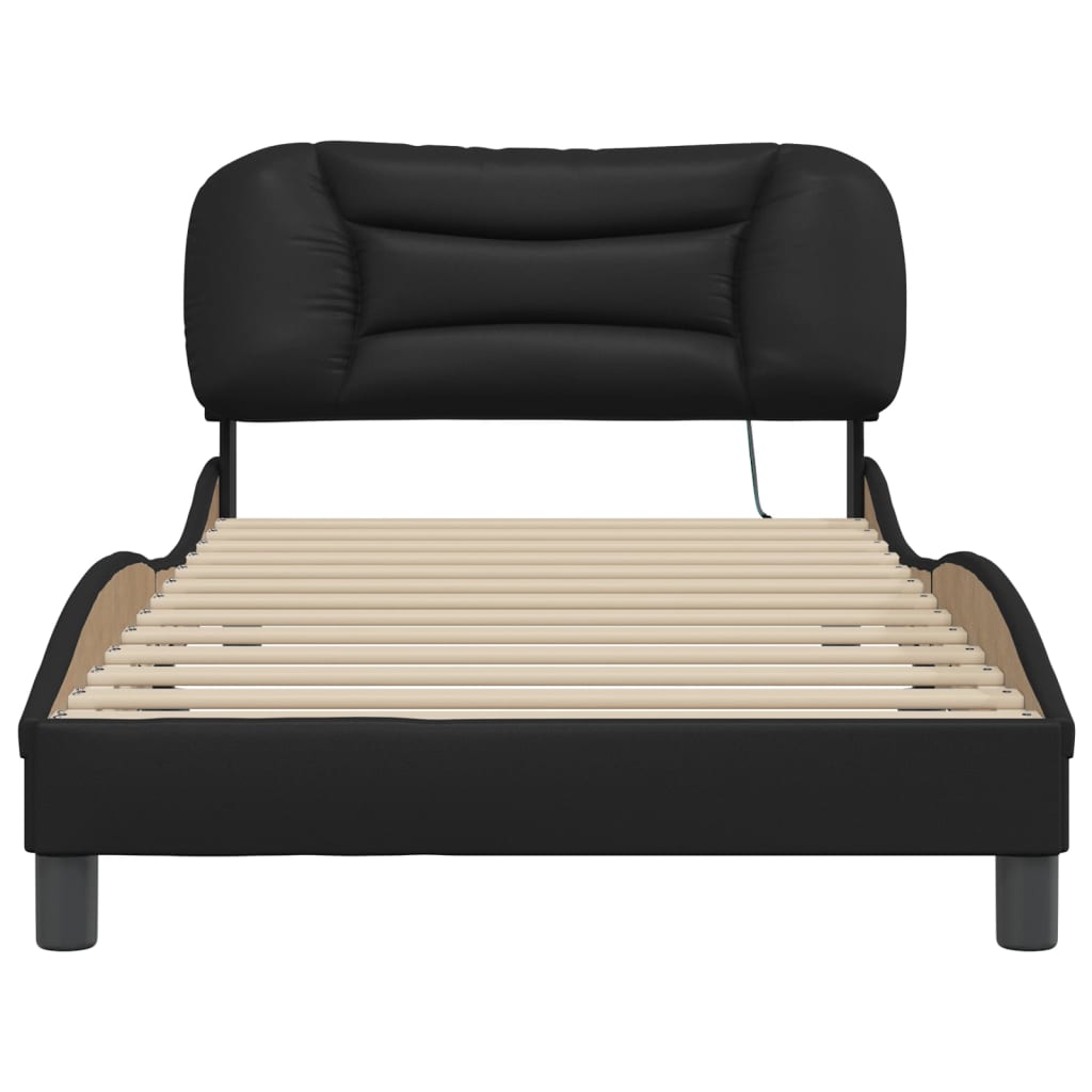 Bedframe met LED zonder matras "Hvar" zwart 100x200 cm is nu te koop bij PeponiXL, paradijselijk wonen!