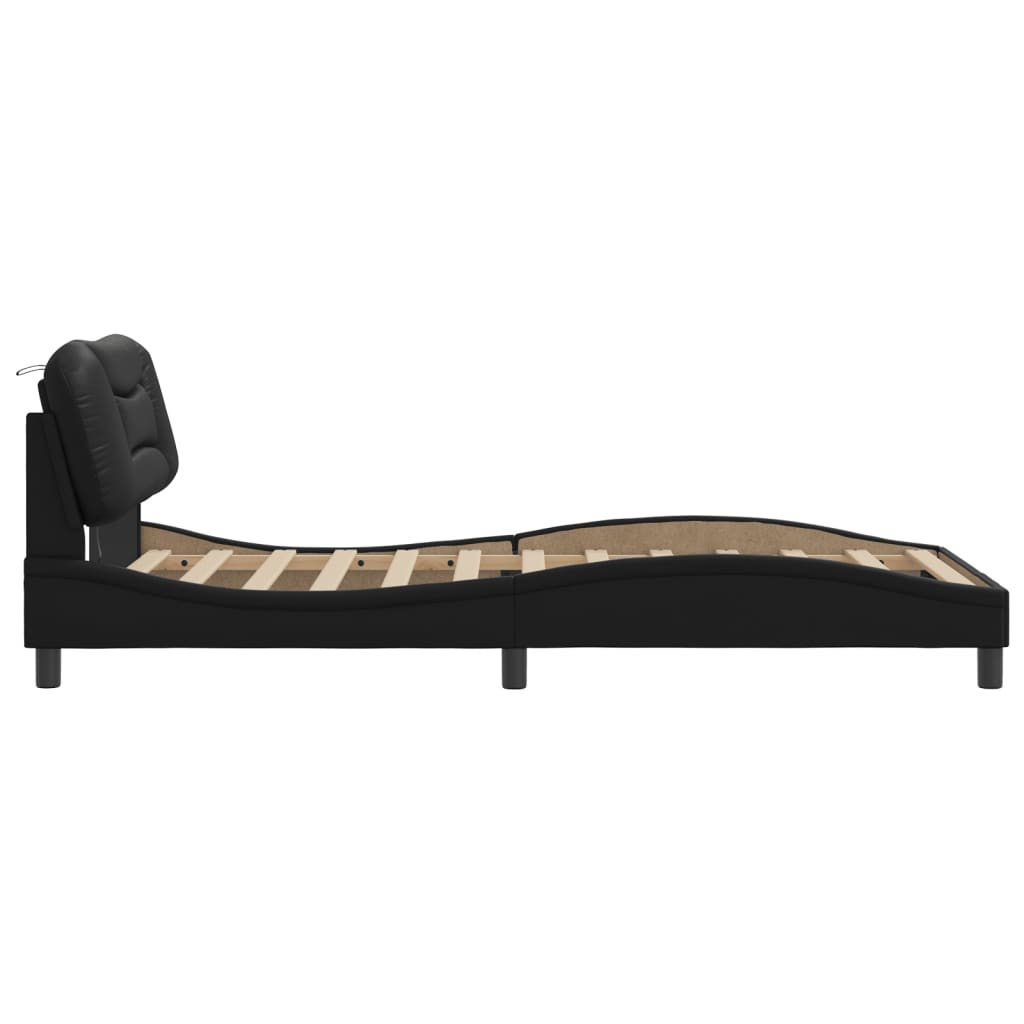 Bedframe met LED zonder matras "Hvar" zwart 100x200 cm is nu te koop bij PeponiXL, paradijselijk wonen!