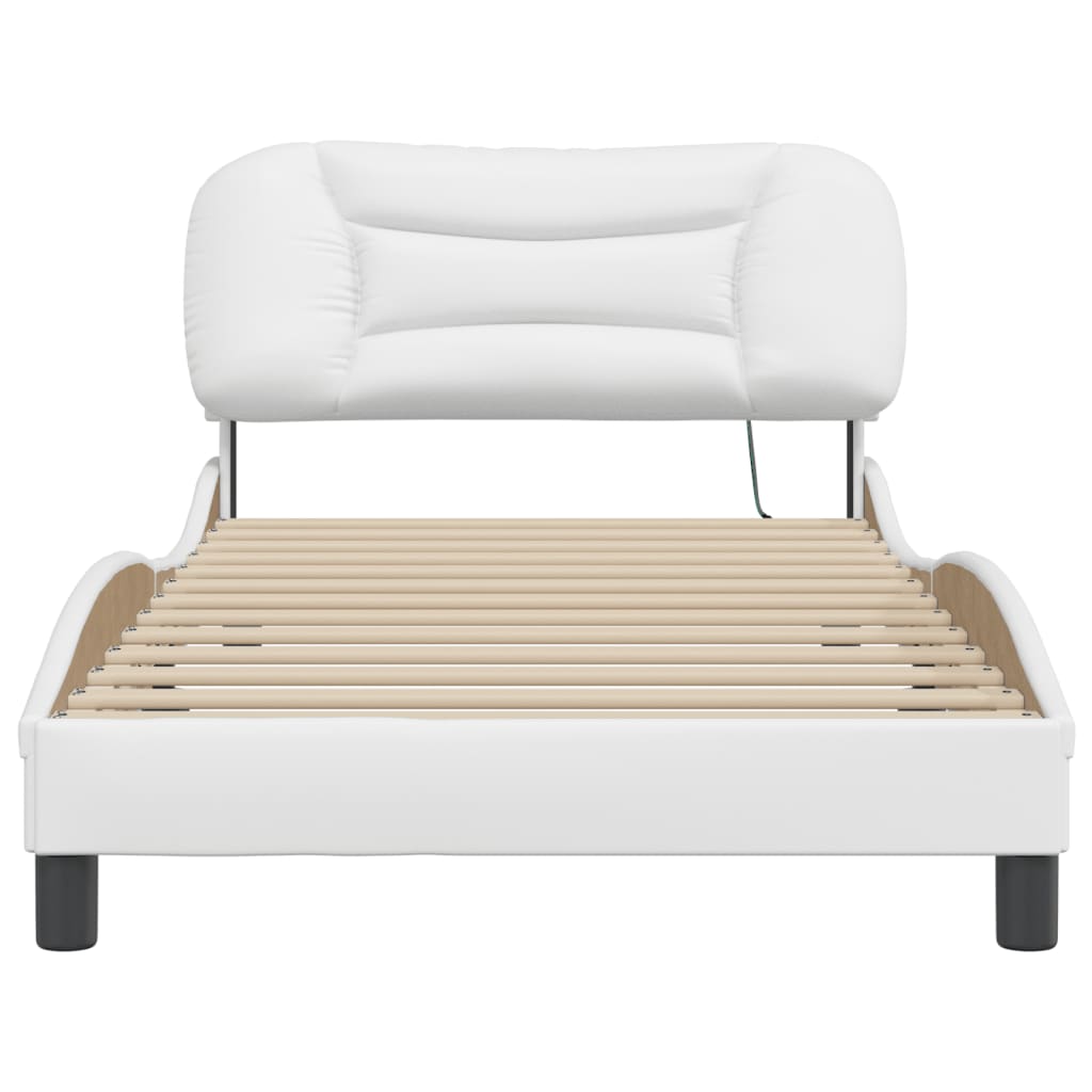 Bedframe met LED zonder matras "Hvar" wit 100x200 cm is nu te koop bij PeponiXL, paradijselijk wonen!