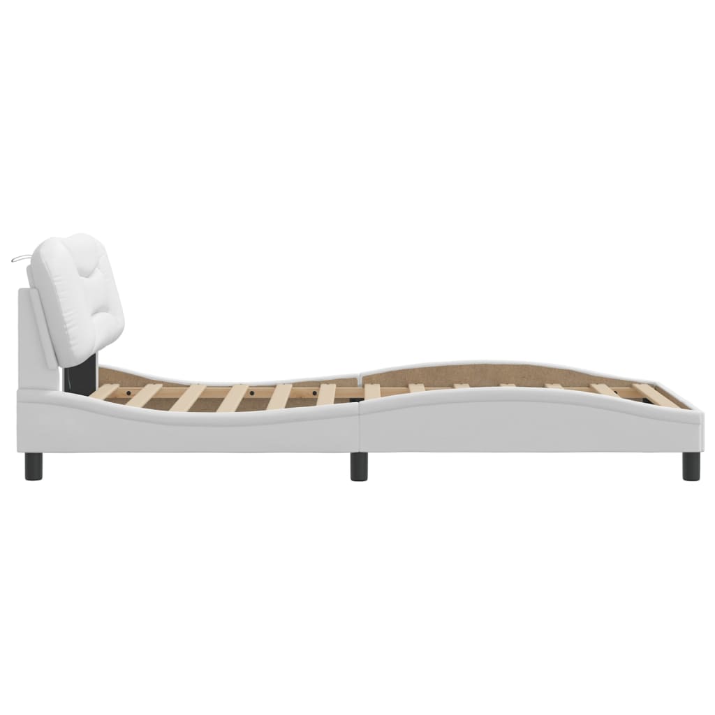 Bedframe met LED zonder matras "Hvar" wit 100x200 cm is nu te koop bij PeponiXL, paradijselijk wonen!