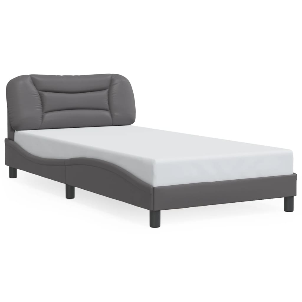 Bedframe met LED-verlichting kunstleer grijs 100x200 cm is nu te koop bij PeponiXL, paradijselijk wonen!