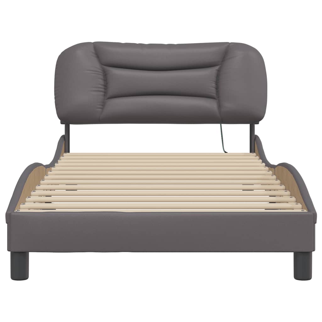 Bedframe met LED-verlichting kunstleer grijs 100x200 cm is nu te koop bij PeponiXL, paradijselijk wonen!